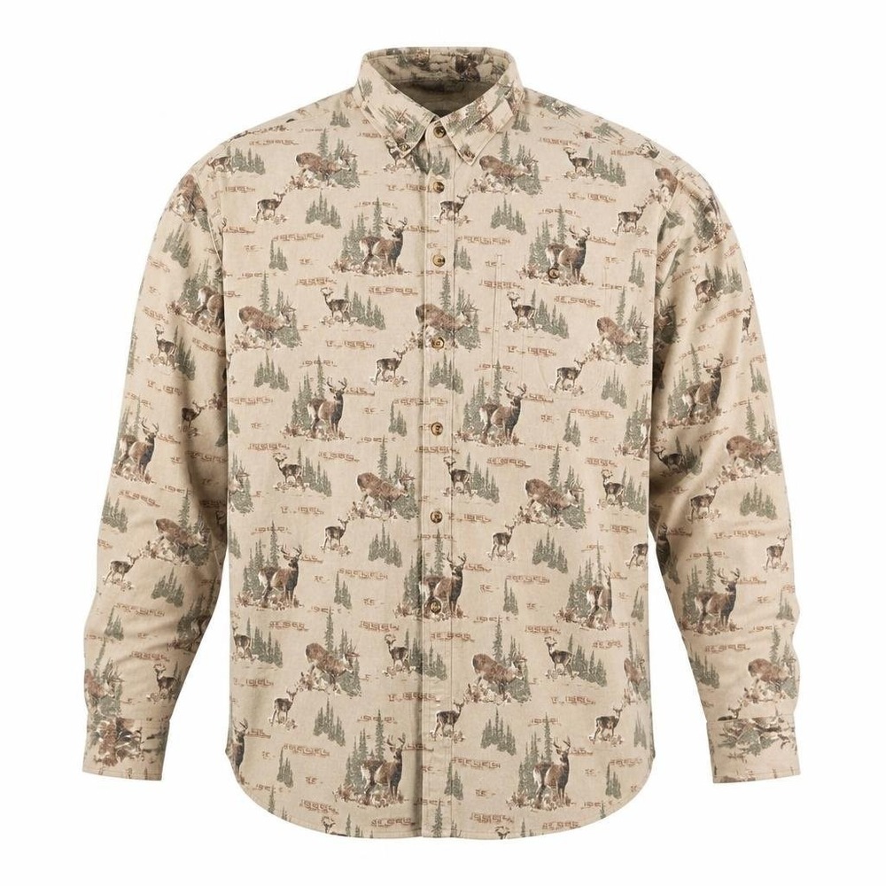 VTG Cabelas Chamois Shirt Mens 4XL Beige Deer Hunting AOP Whitetail Buck Outdoor